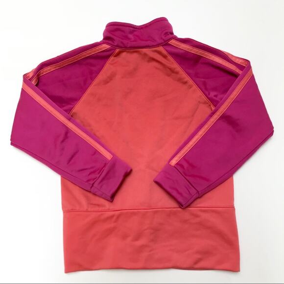Adidas Classic Three Stripe Track Jacket in Pink Magenta Coral Girl's Size 4T - Picture 2 of 5